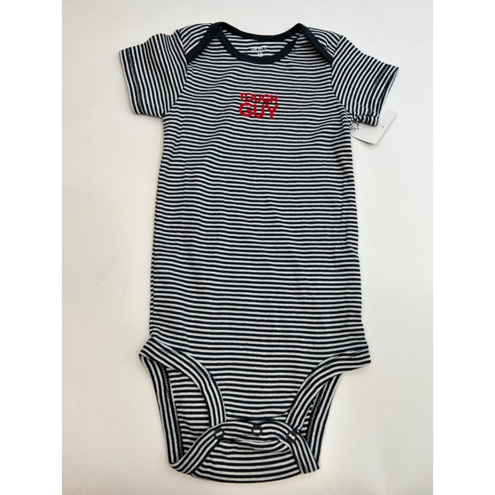 NWT‎ Carter's Tough Guy Baby Boy One piece Gray/White Stripe Size 18 Months